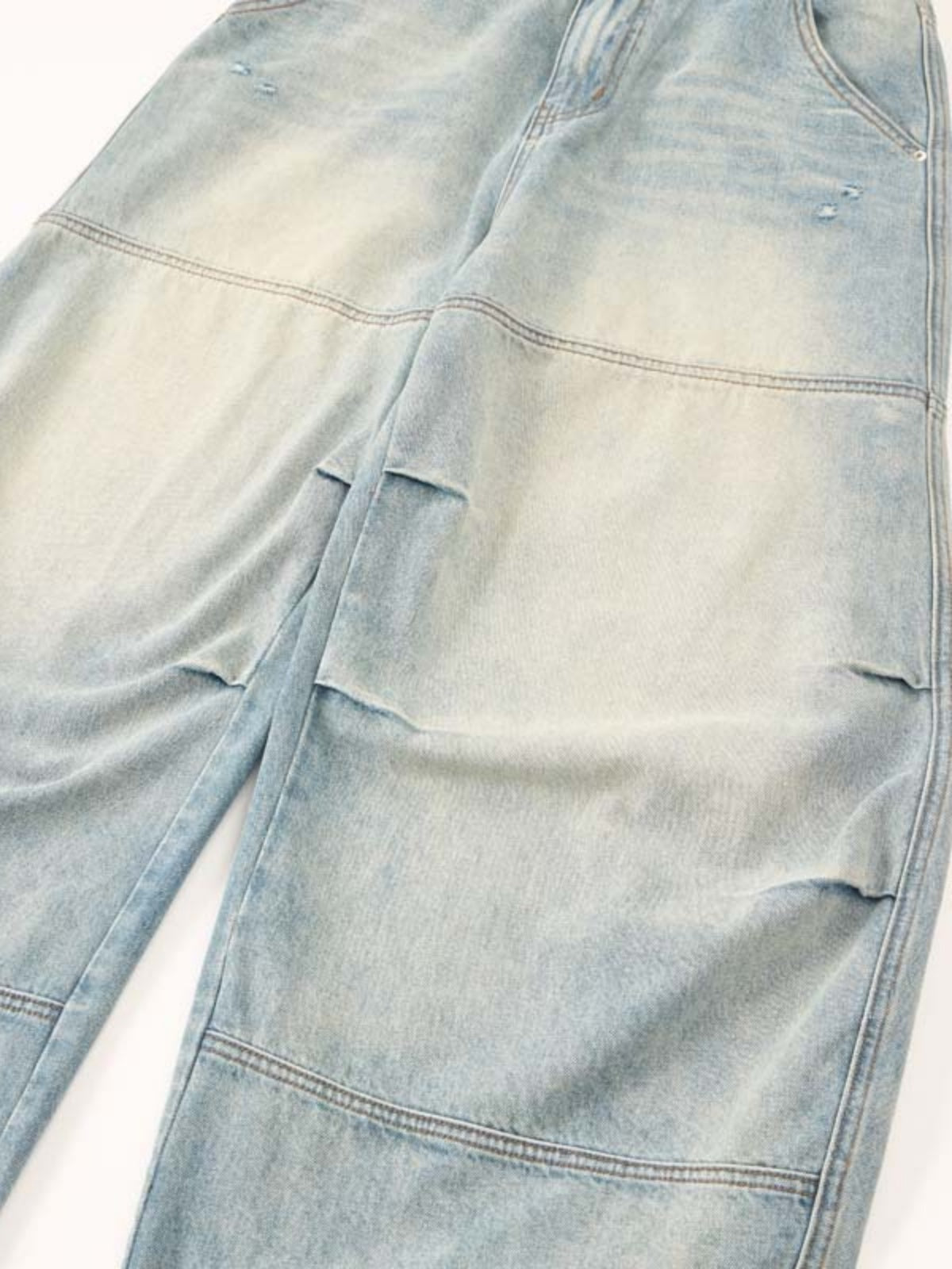 Haaura Washed Panel Baggy Barrel Jeans