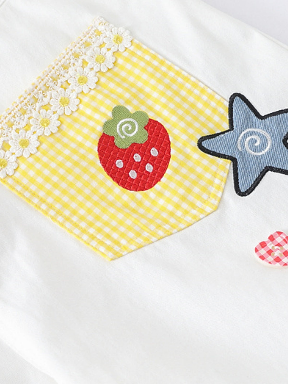Haaura Patchwork Gingham Strawberry Baggy Pants