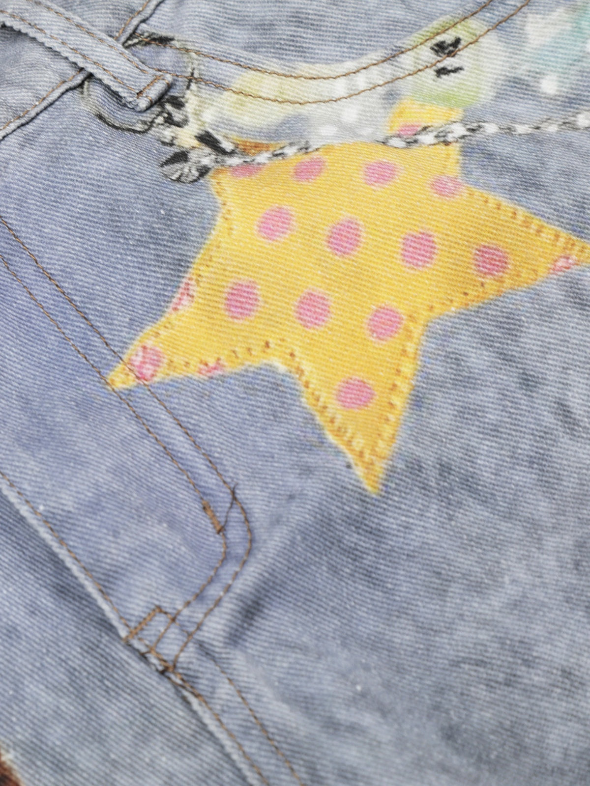 Haaura Bear Print Star Charm Flare Jeans