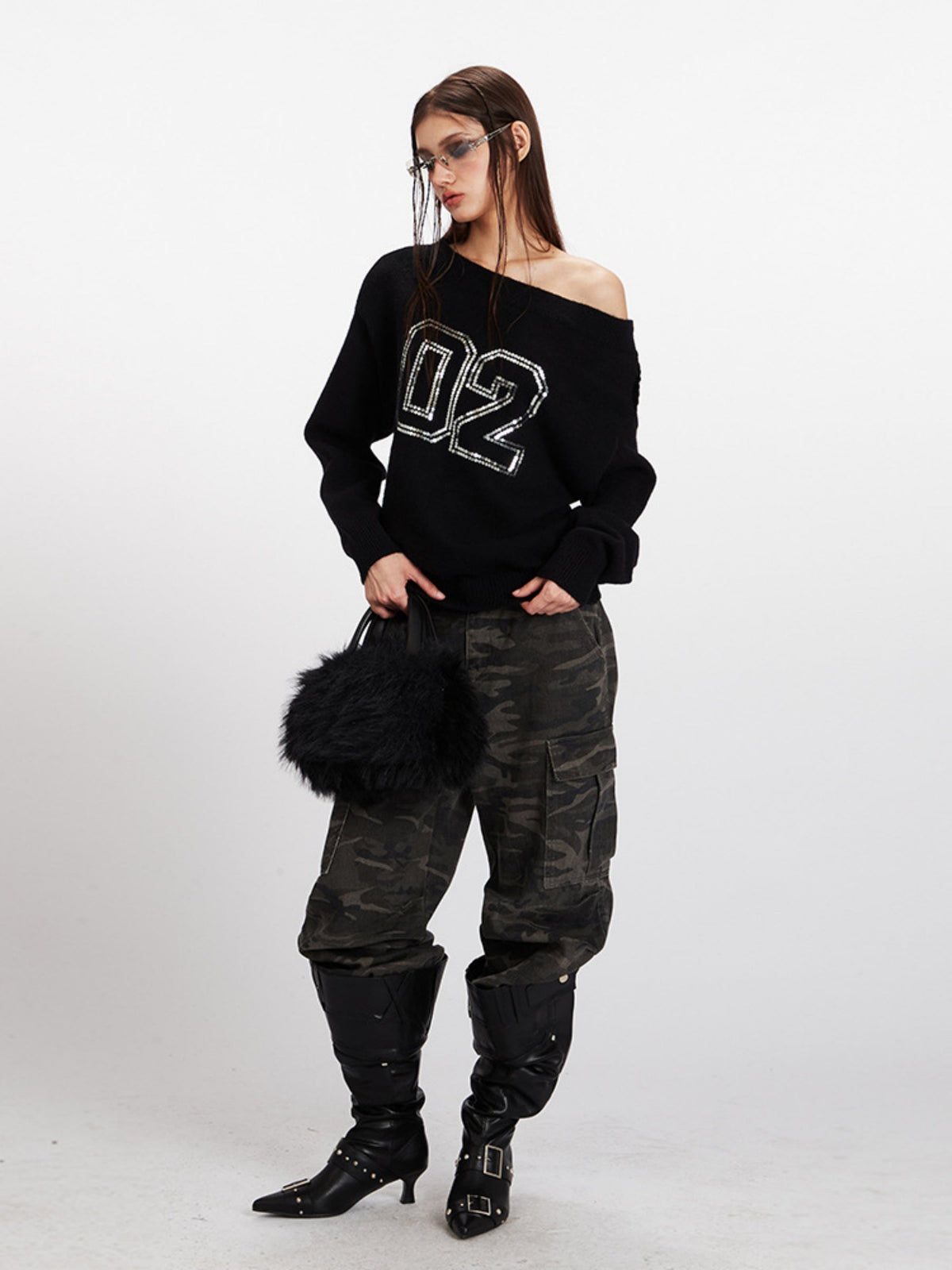 Haaura 02 Off-Shoulder Batwing Knit Top