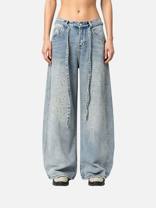 Haaura Baggy Rhinestone Jeans