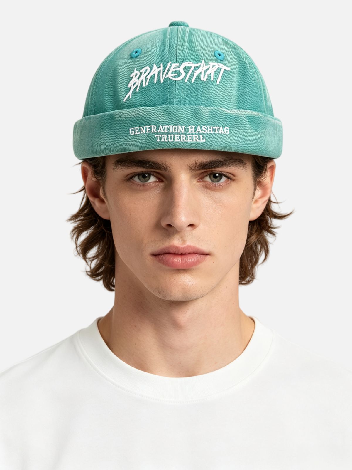 Washed Embroidered Brimless Cap