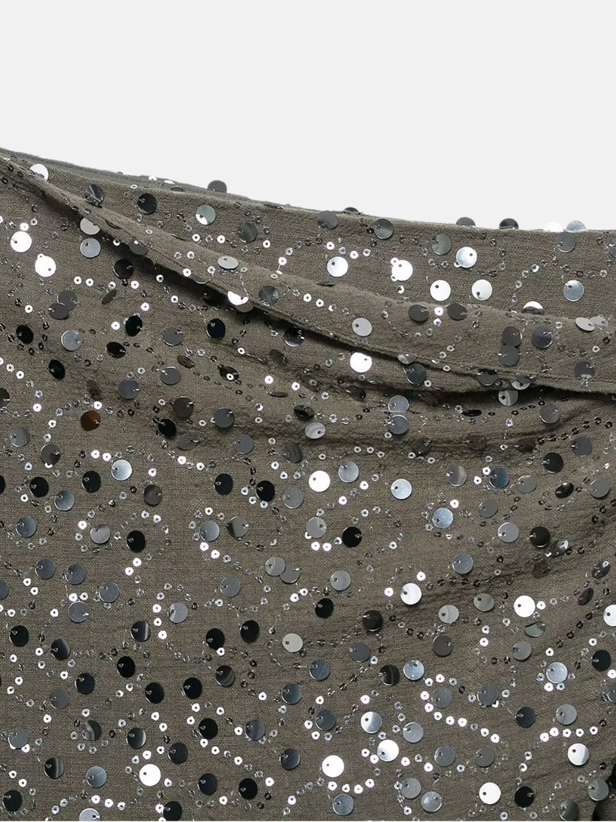 Haaura Asymmetric Sequin Knot Waist Mini Skirt