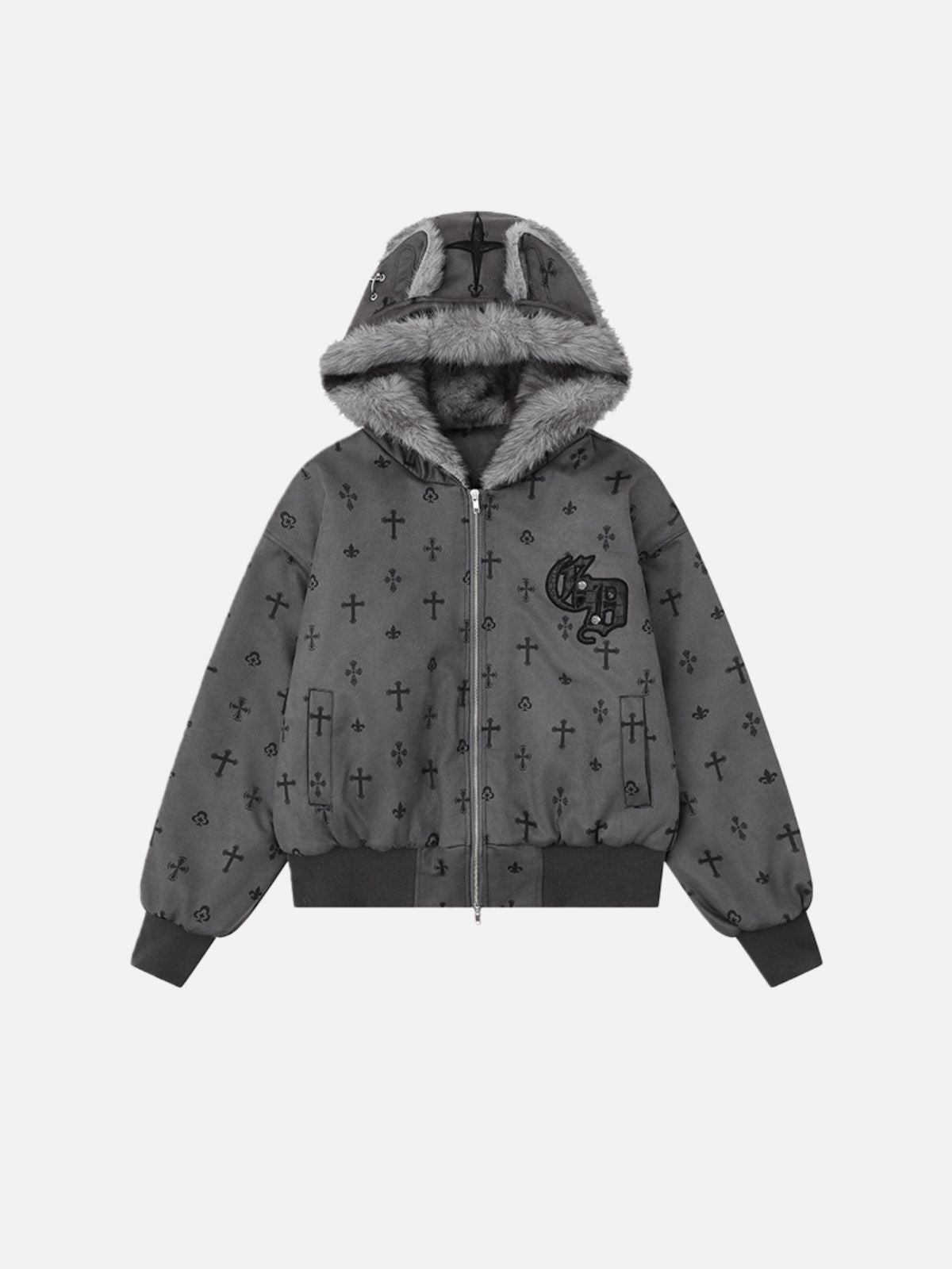 Haaura Cross Plush Trim Hooded Jacket