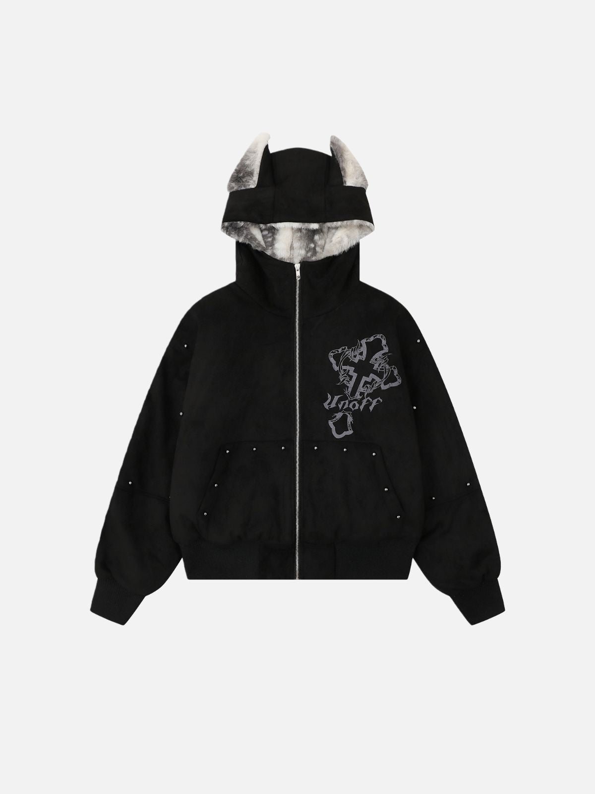 Haaura Animal Ear Plush Hooded Zip Jacket