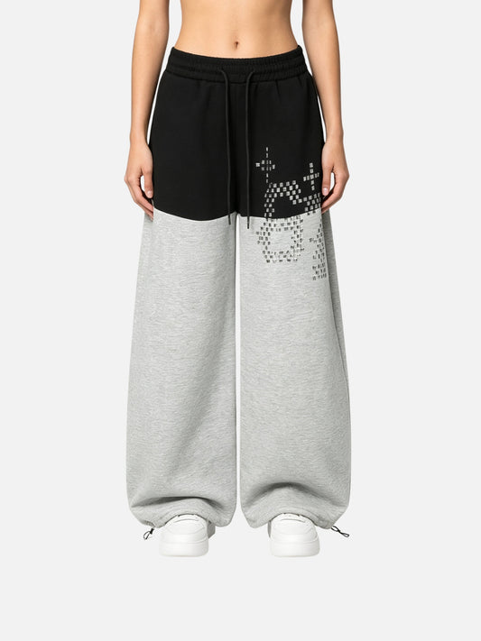Haaura Colorblock Rhinestone Sweatpants