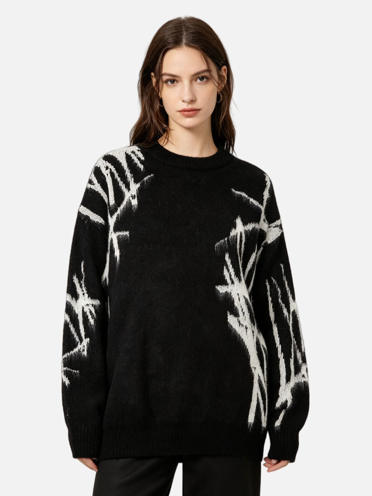 Haaura Irregular Graffiti Graphic Sweater