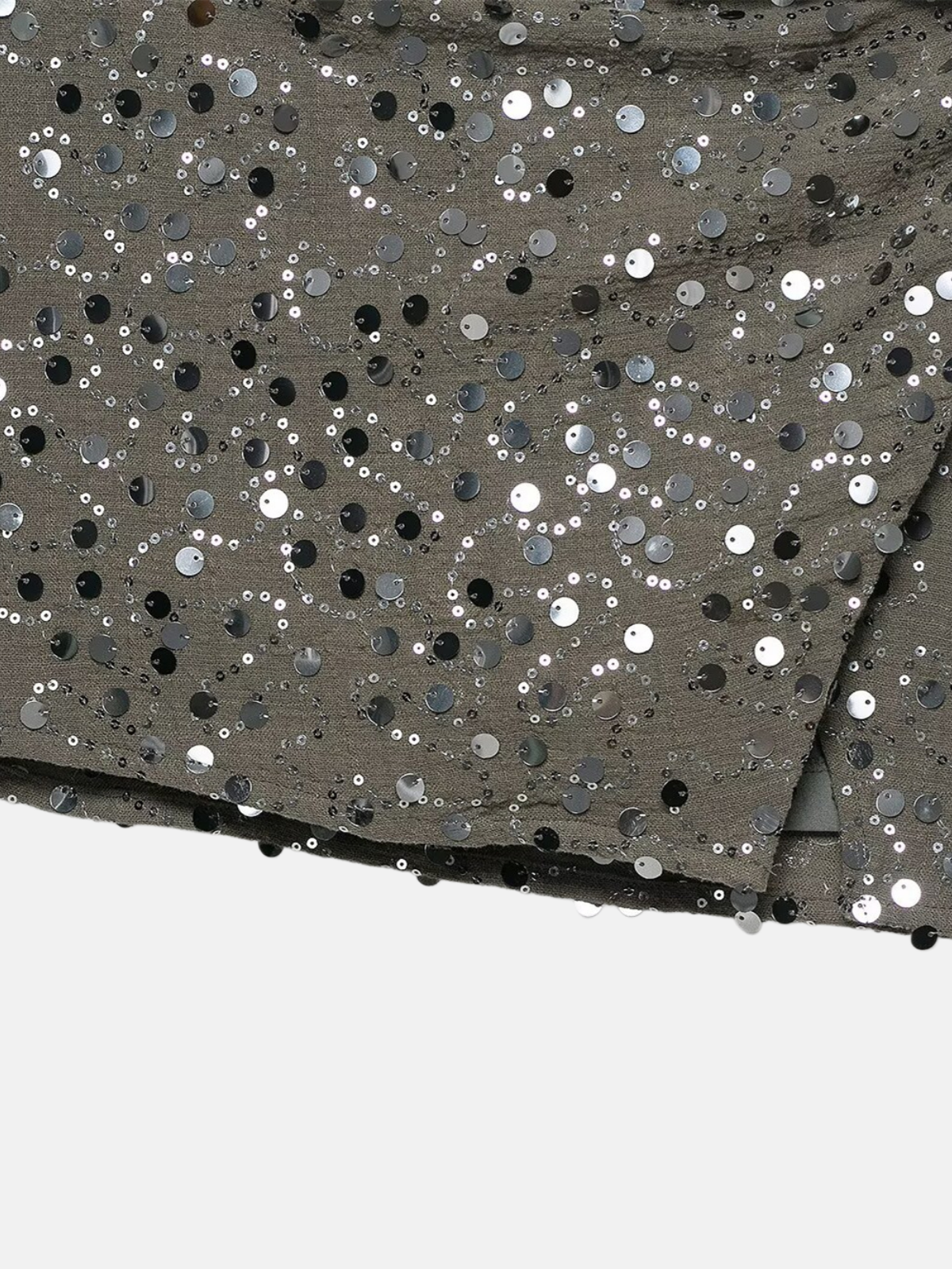 Haaura Asymmetric Sequin Knot Waist Mini Skirt