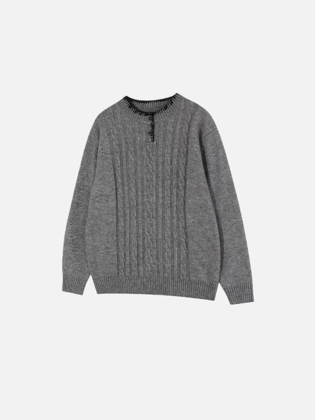Haaura Cable Knit Henley Sweater