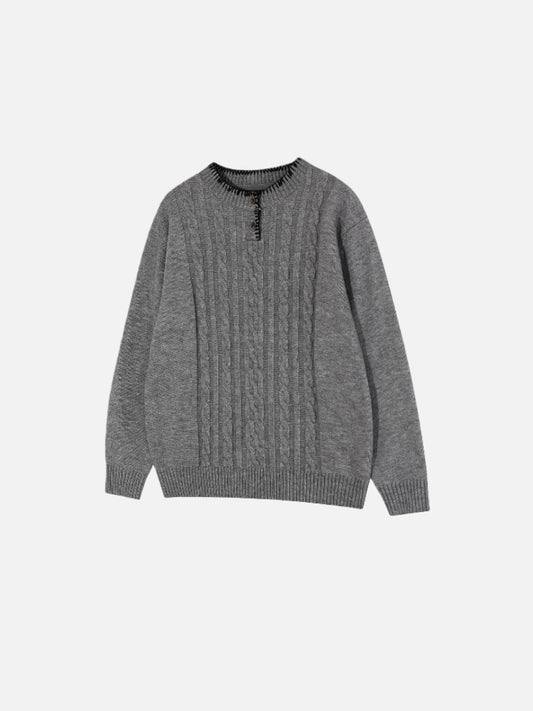 Haaura Cable Knit Henley Sweater