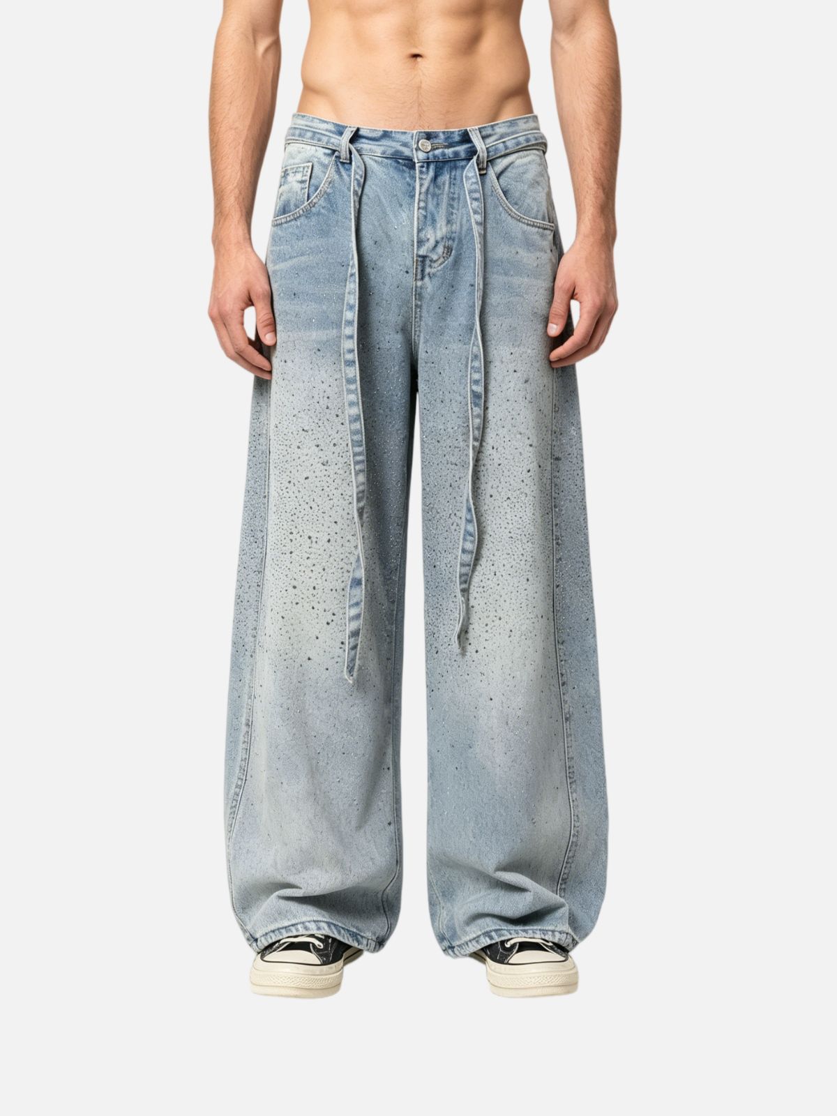 Haaura Baggy Rhinestone Jeans