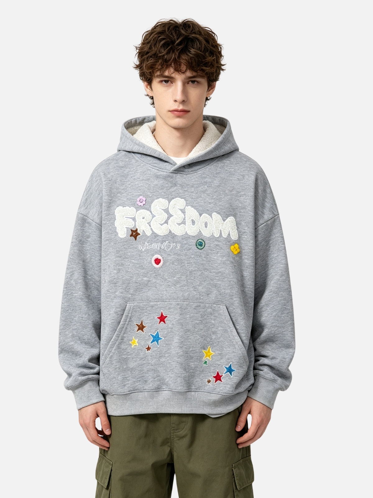 Haaura Fuzzy Letter Graphic Hoodie