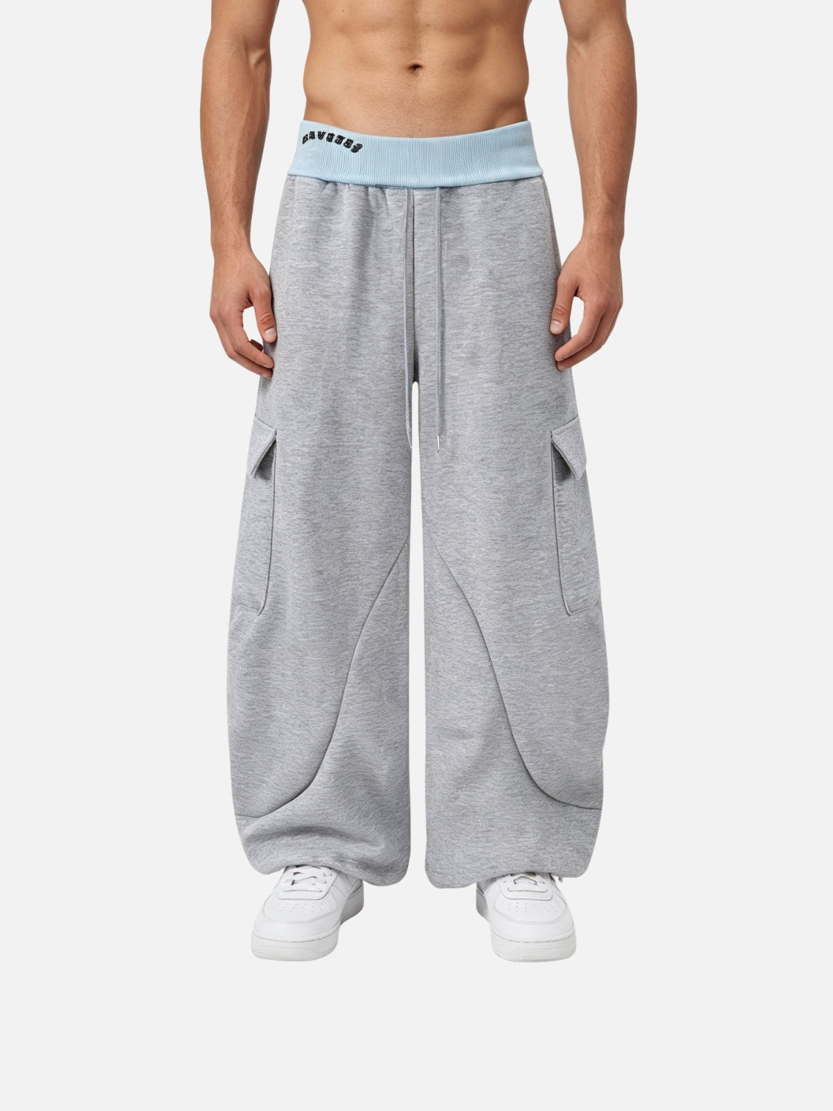 Haaura Contrast Waist Curved Pocket Sweatpants