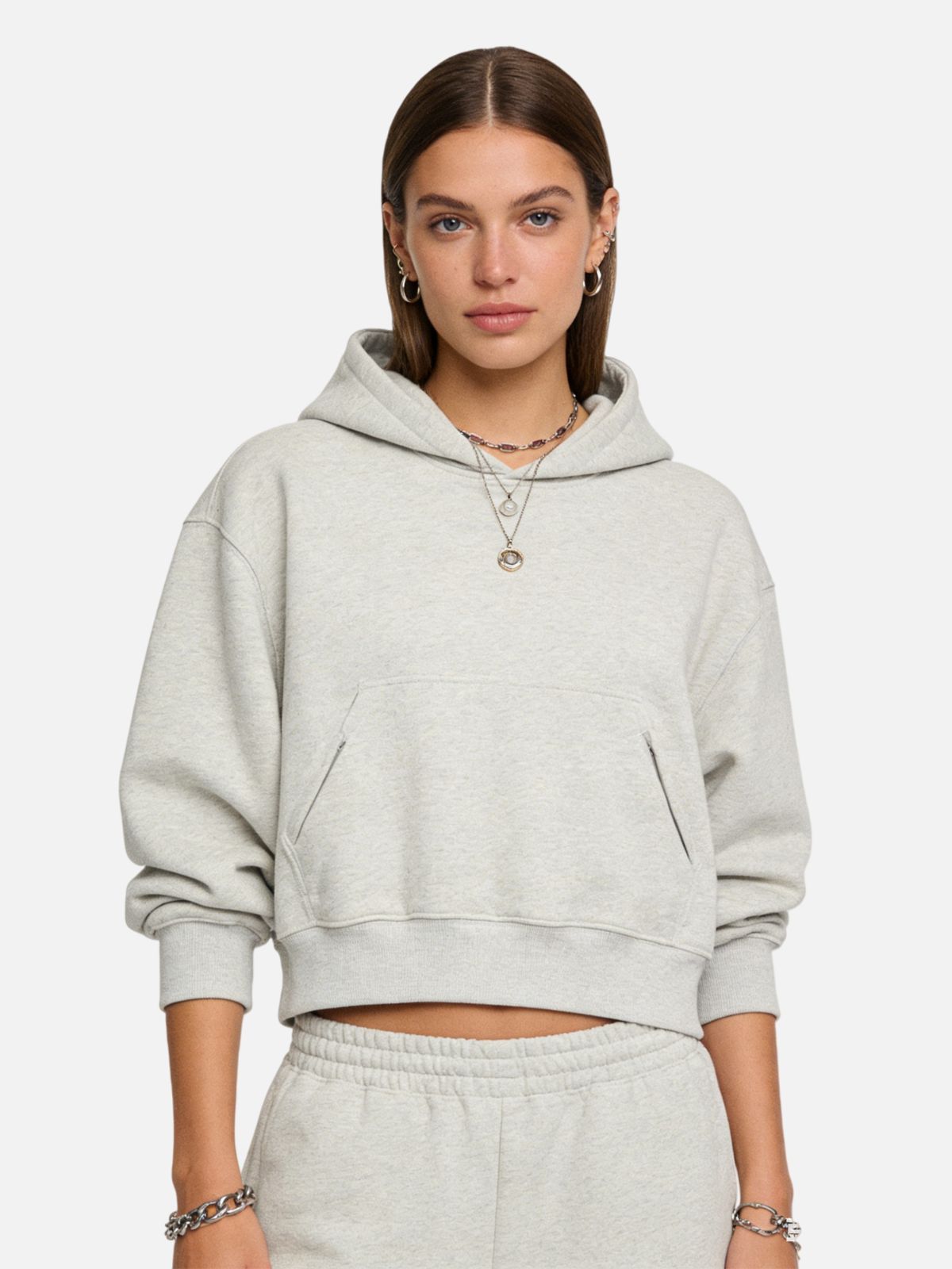 Haaura Solid Boxy Pullover Hoodie