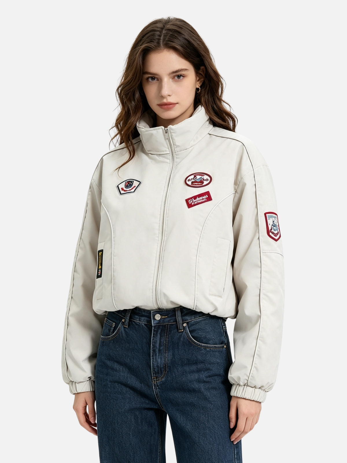 Haaura Stand Collar Patch & Badge Jacket