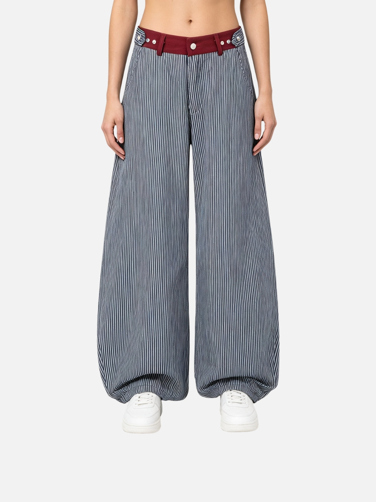 Haaura Contrast Waist Stripe Baggy Pants