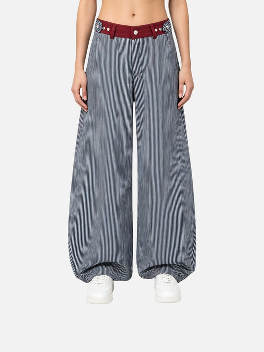 Haaura Contrast Waist Stripe Baggy Pants