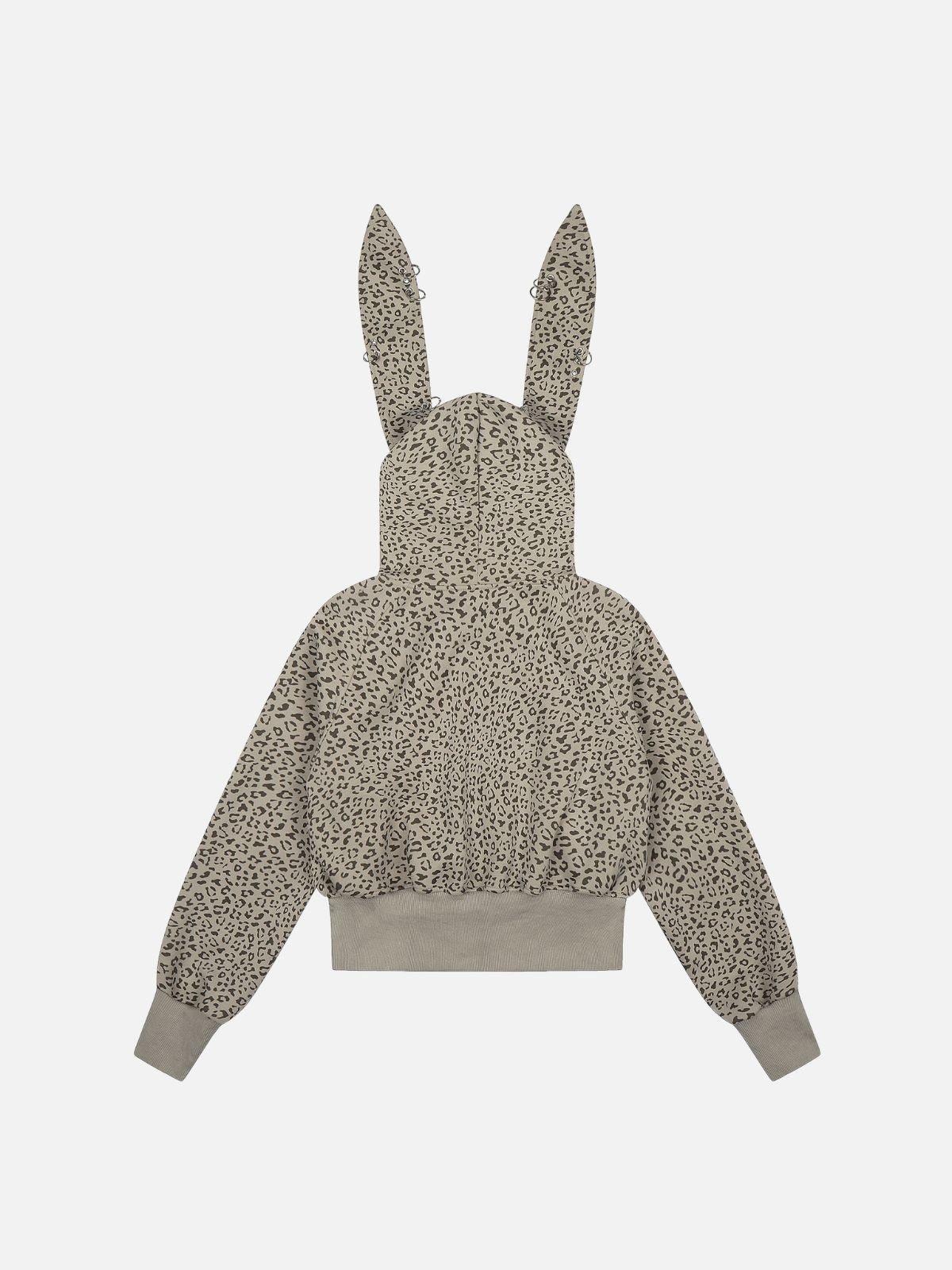 Haaura Leopard Bunny Ear Zip Up Hoodie