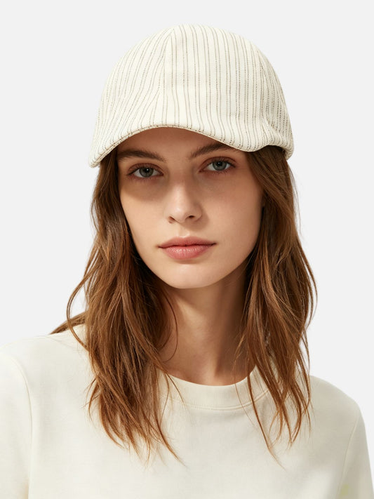 Stripe Knit Flat Cap