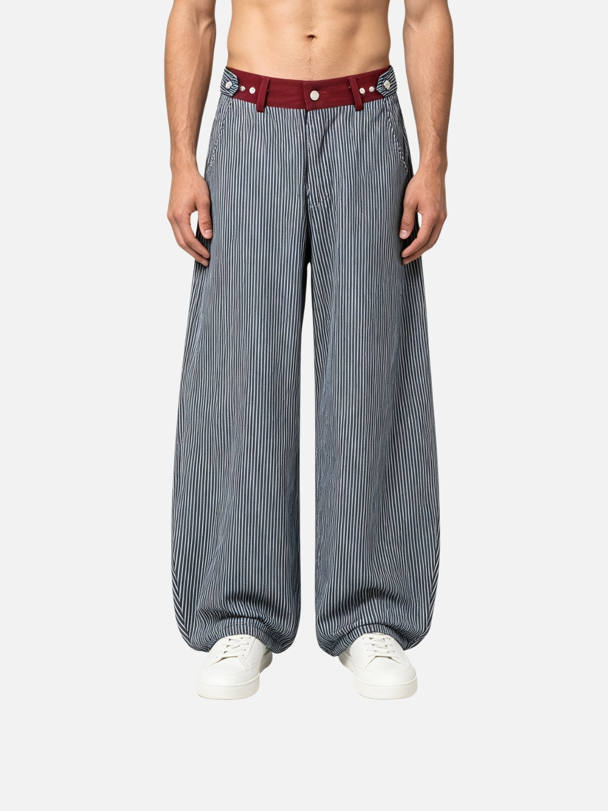 Haaura Contrast Waist Stripe Baggy Pants
