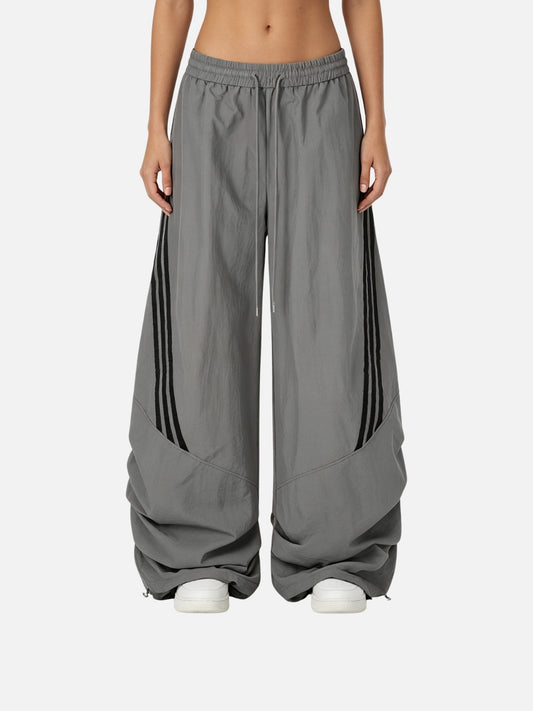 Haaura Contrast Stripe Baggy Parachute Pants