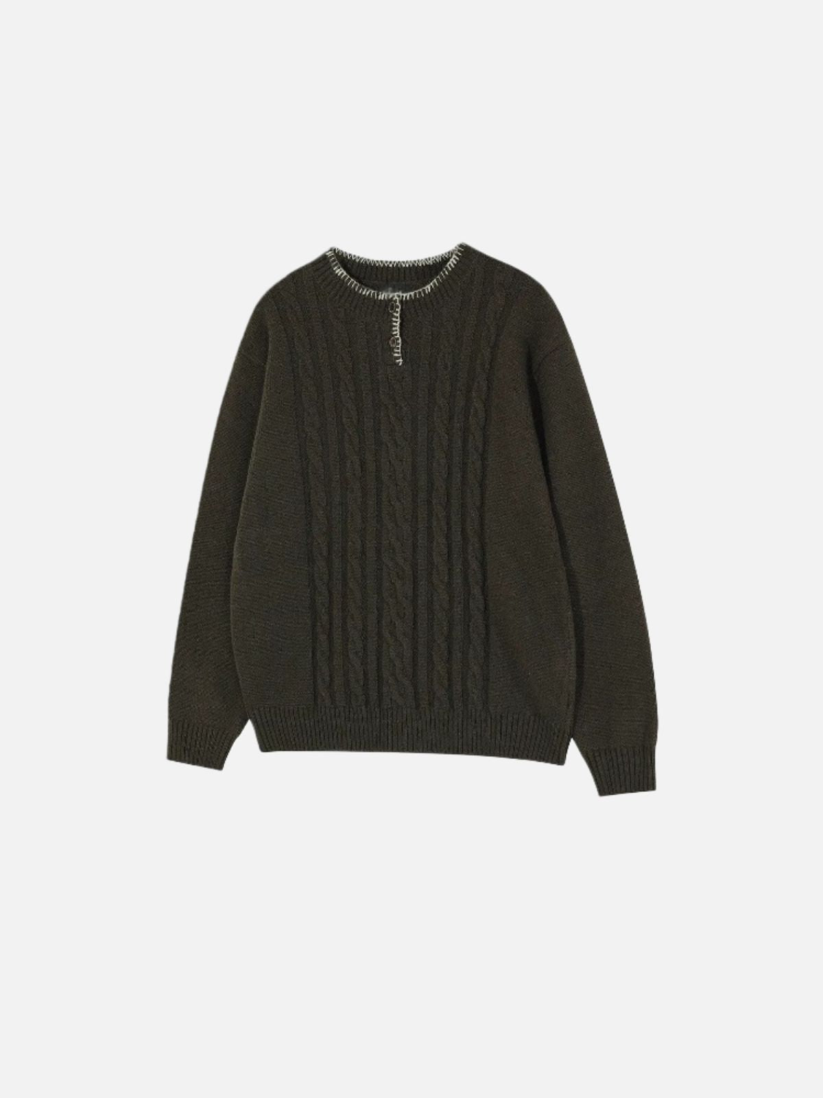 Haaura Cable Knit Henley Sweater