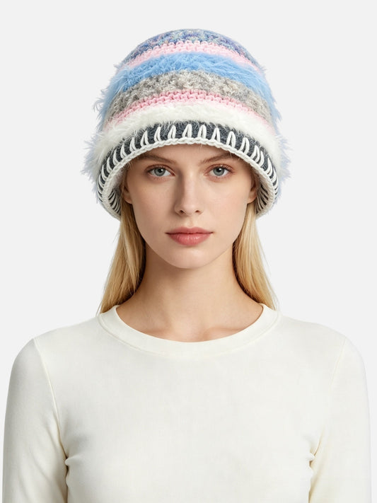 Fluffy Stripe Beanie