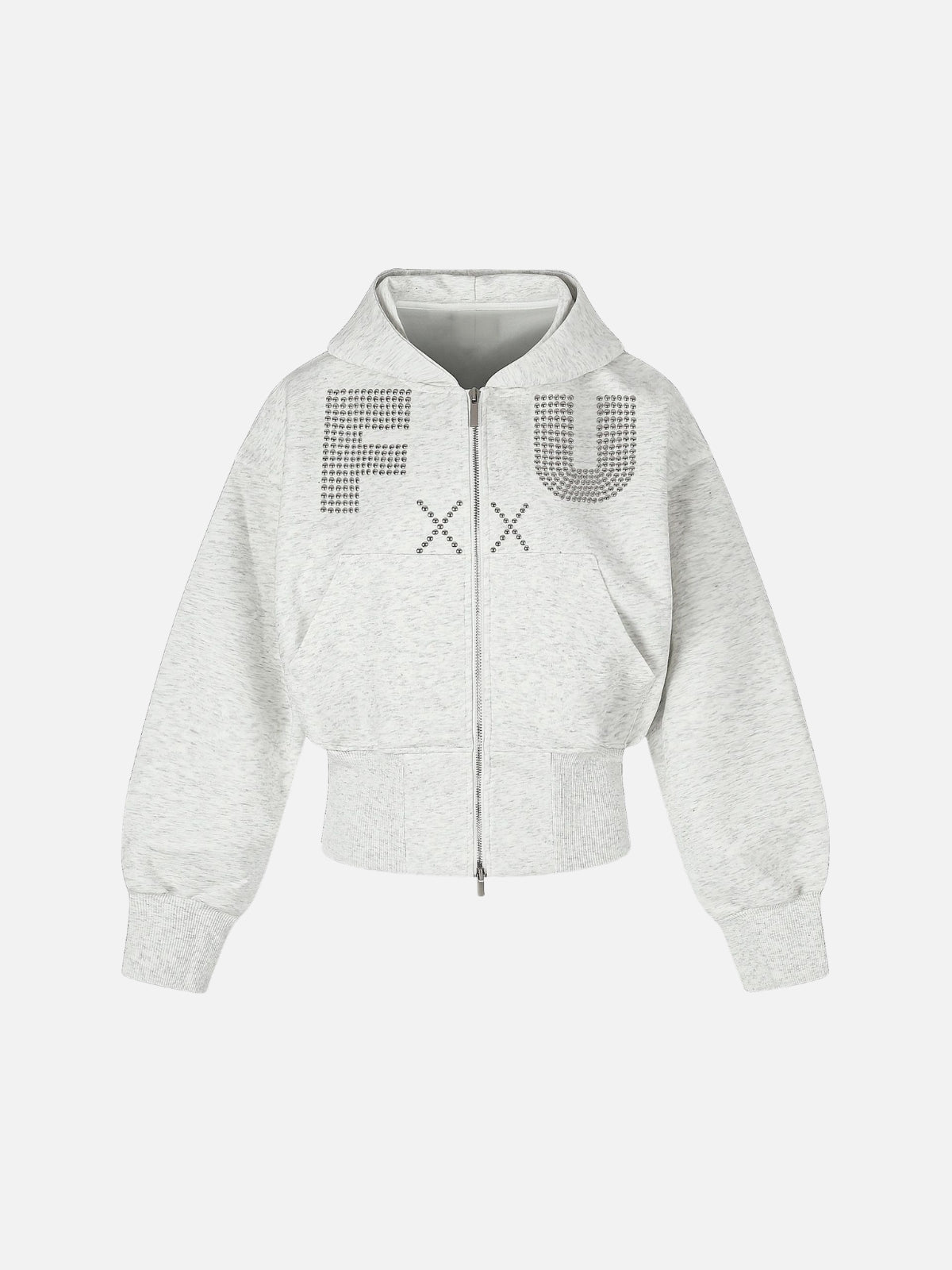 Haaura Rhinestone Letter Zip Up Hoodie