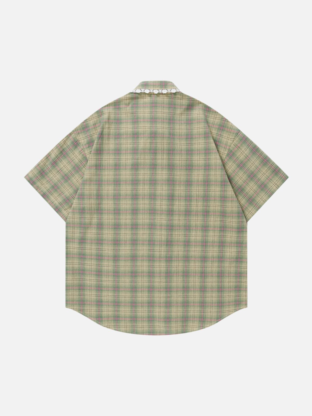Haaura Lace Collar Plaid Shirt