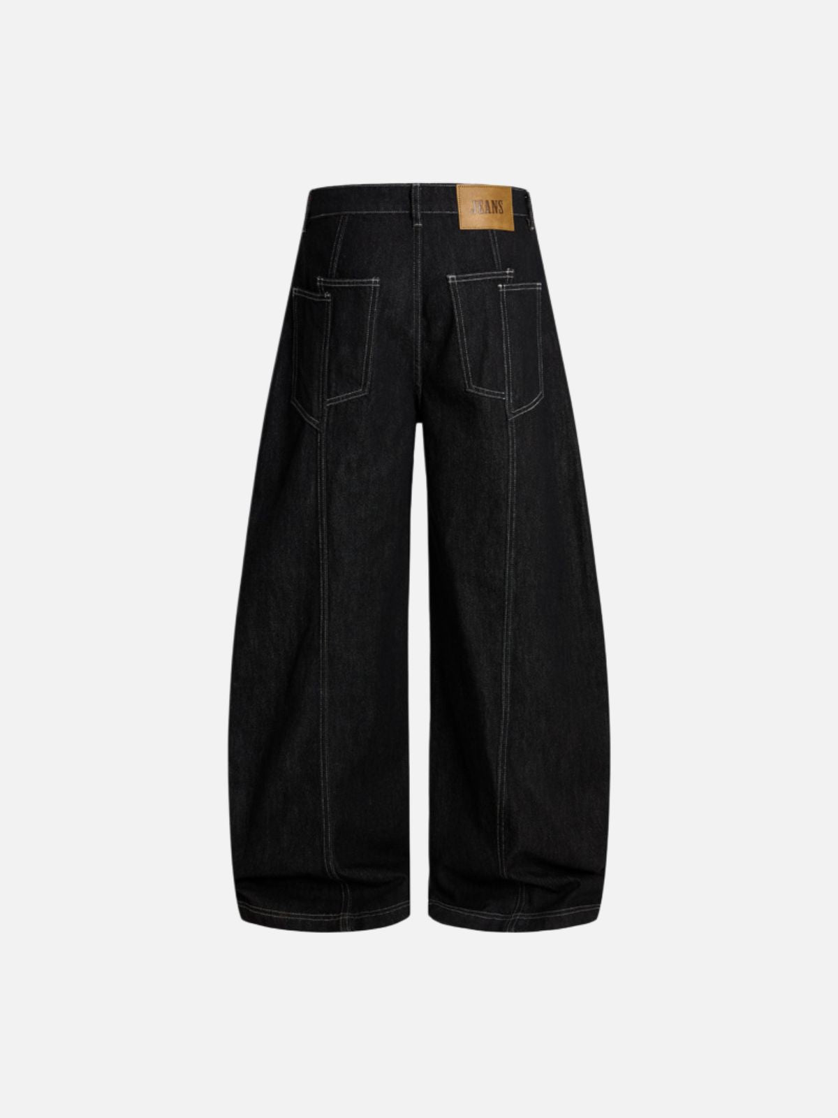 Haaura Contrast Stitch Baggy Barrel Jeans