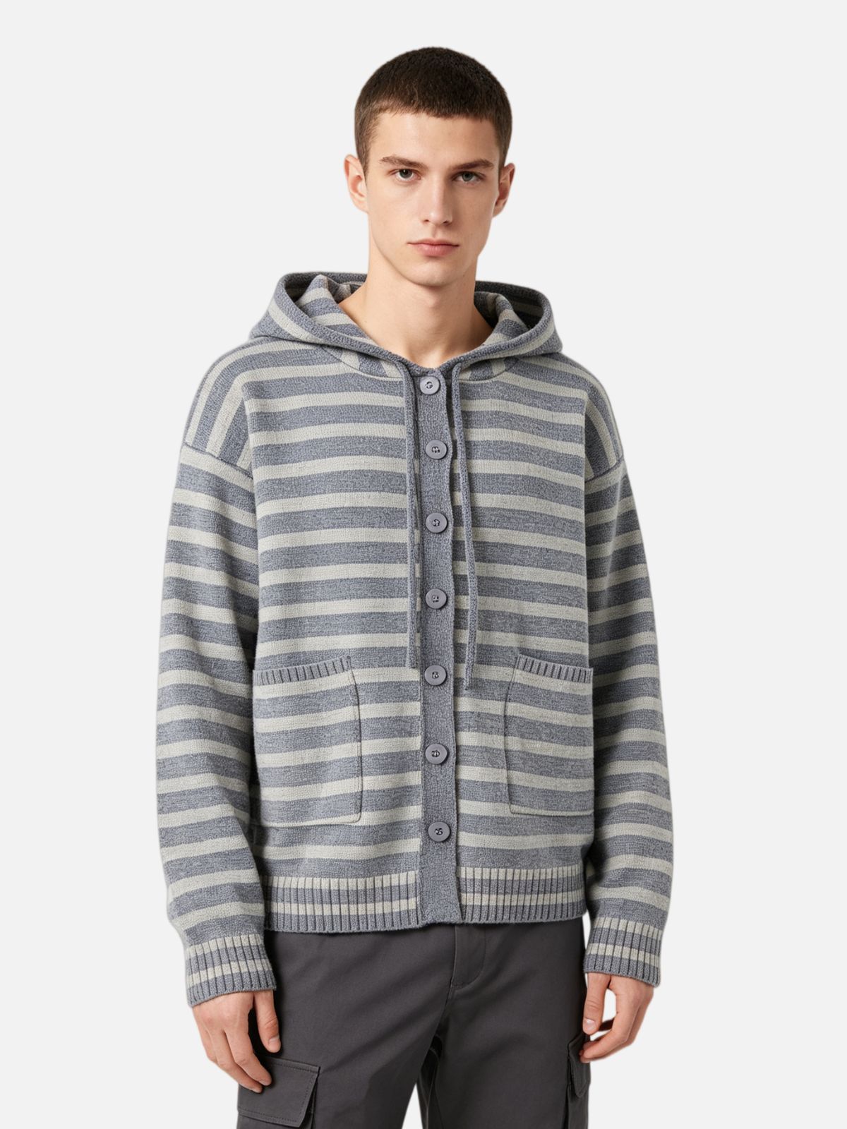 Haaura Stripe Hooded Cardigan