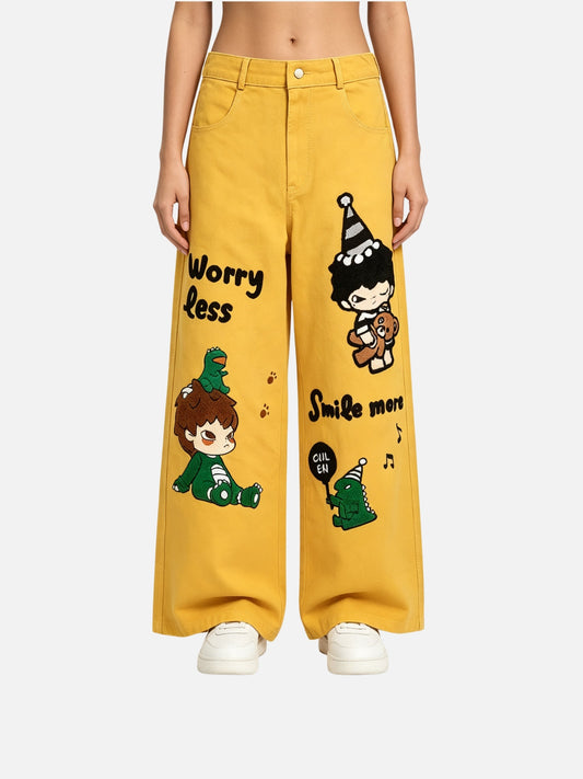 Haaura Cartoon Graphic Baggy Jeans
