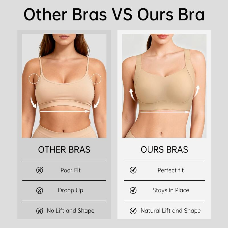 Wireless Push Up Jelly Bra V Neck Seamless Support Comfort