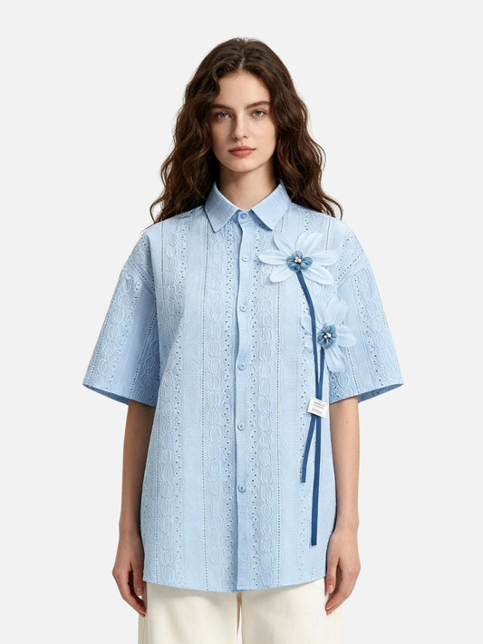 Haaura 3D Floral Appliqué Shirt
