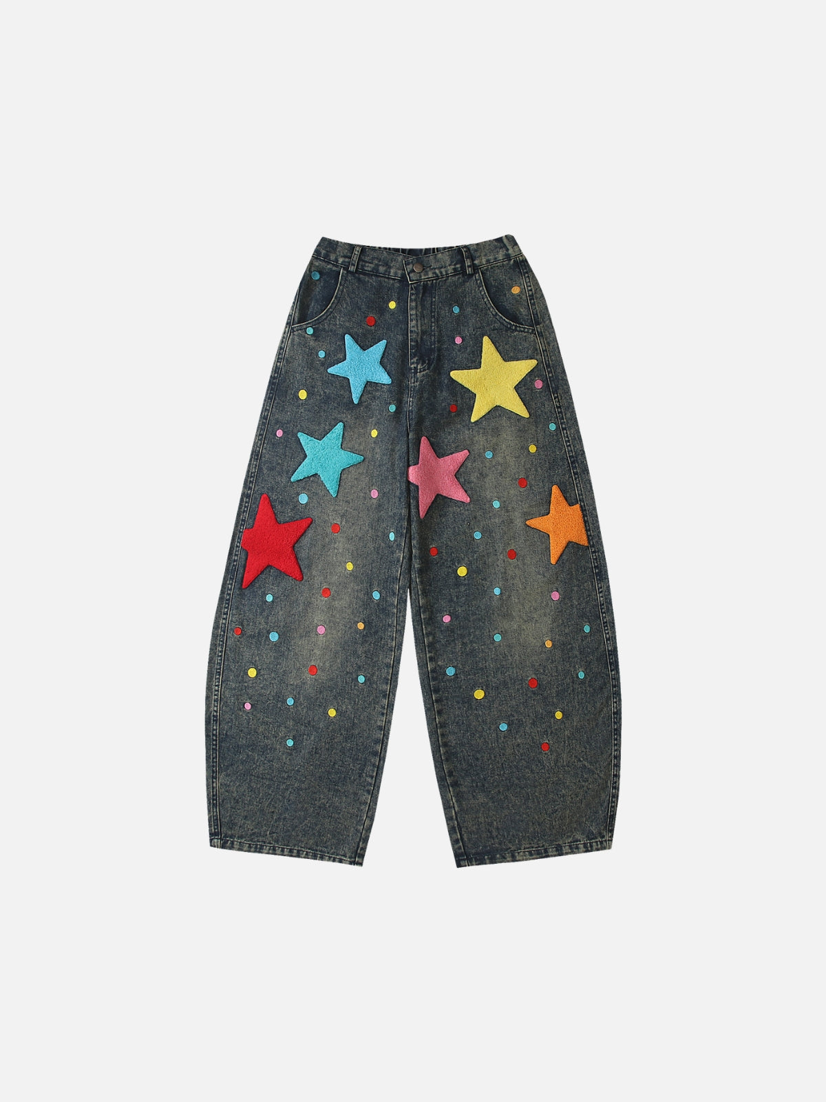 Haaura Colorful Star Patch Baggy Jeans