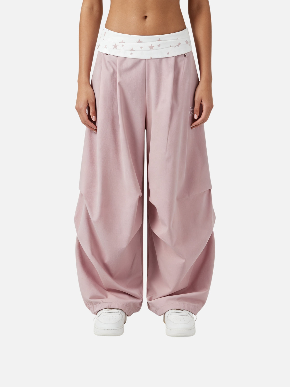 Haaura Star Waist Curved Panel Parachute Pants