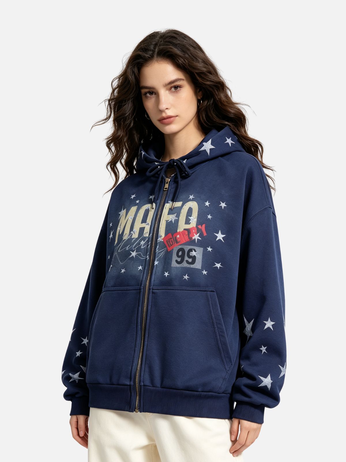 Haaura Racing Star Graphic Zip Up Hoodie