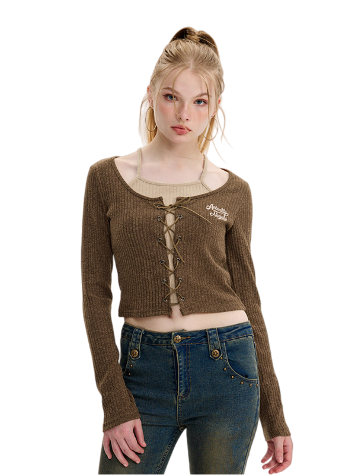 Haaura Arithmetic Muscle Embroidered Crop Sweater