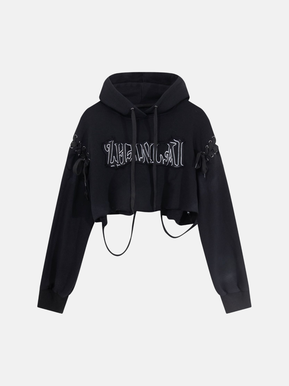 Haaura Cropped Lace-Up Hoodie