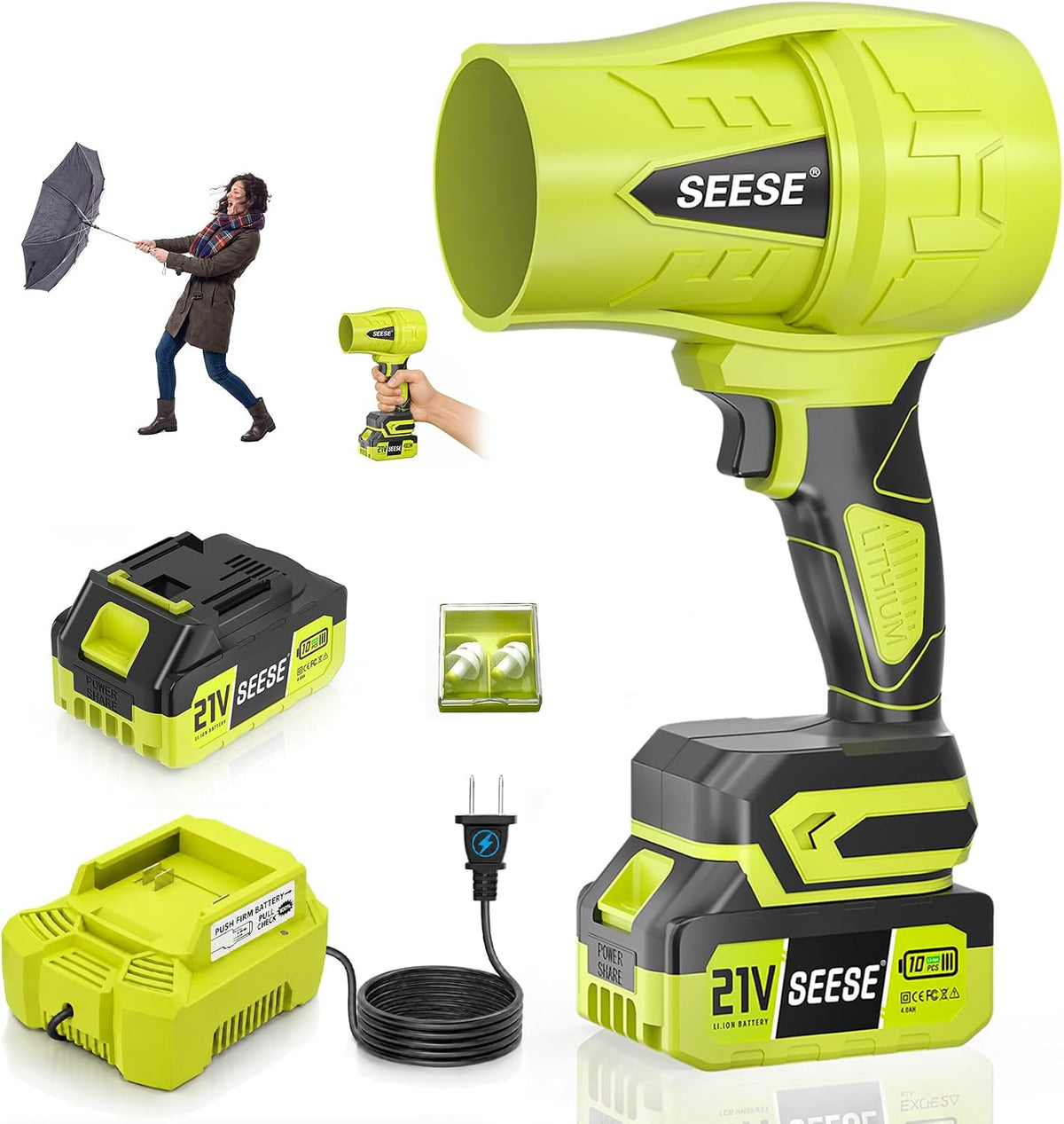 Cordless Turbo Jet Blower – 600 CFM, 150 MPH Handheld Leaf Blower with 21V 4.0Ah Battery, Lightweight Blower for Yard, Car, Garage & Workshop