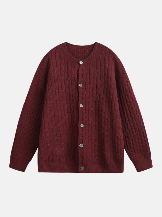 Haaura Cable Knit Button-Front Cardigan