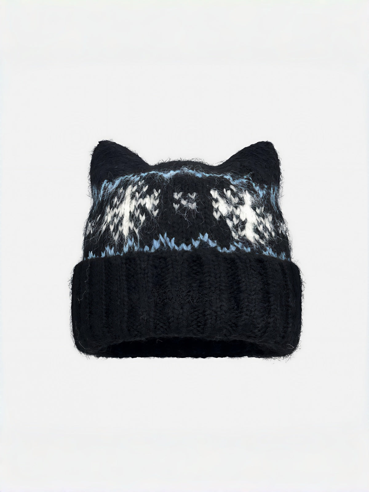 Fluffy Cat Ear Fair Isle Beanie