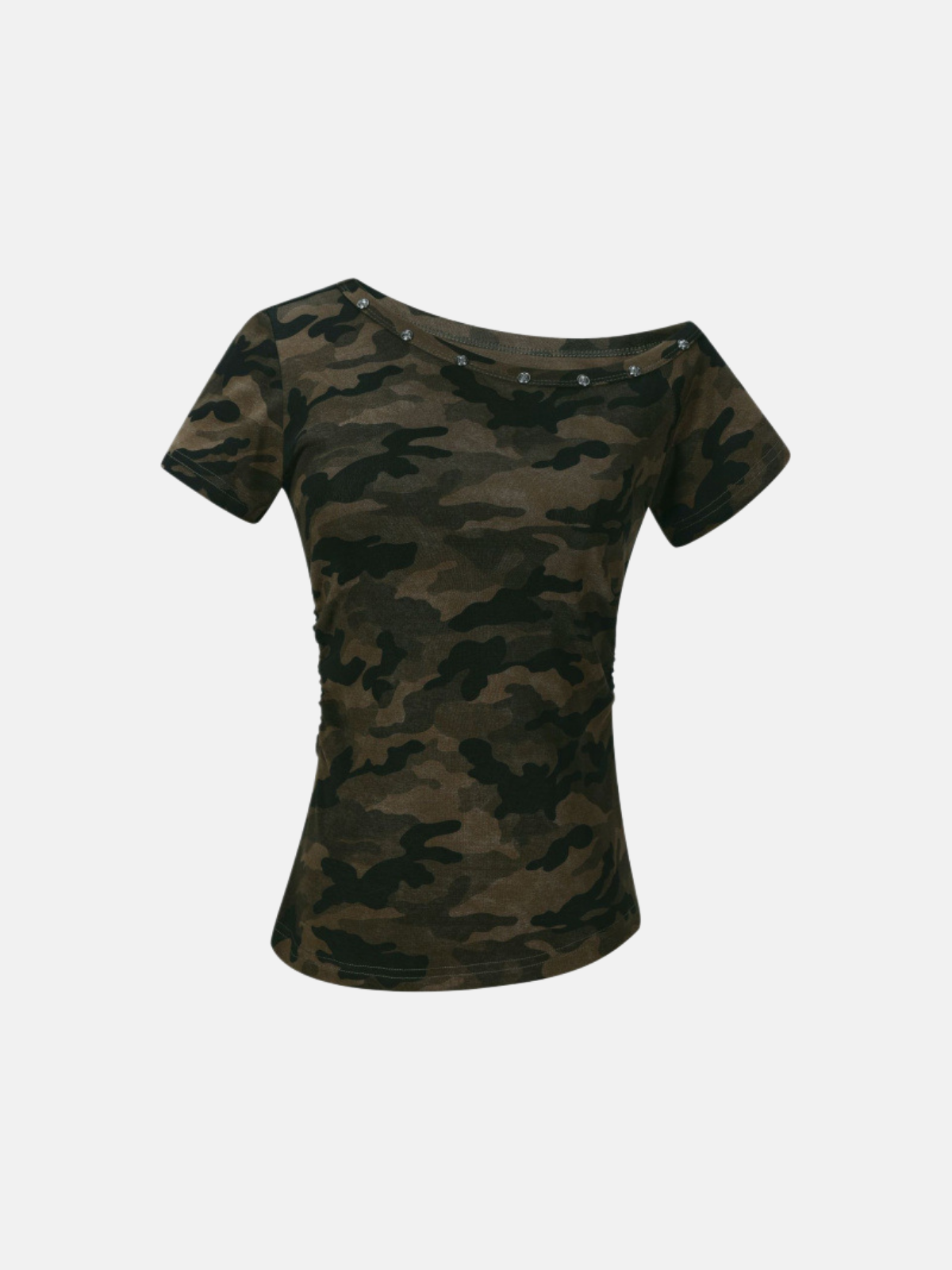 Haaura CAMO Studded Off-The-Shoulder Tee