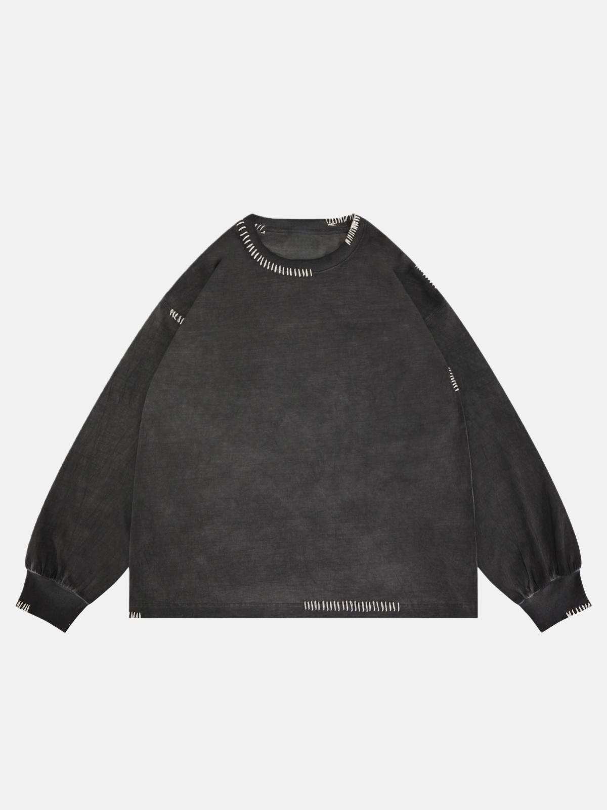 Haaura Distressed Contrast Stitch Long Sleeve Tee