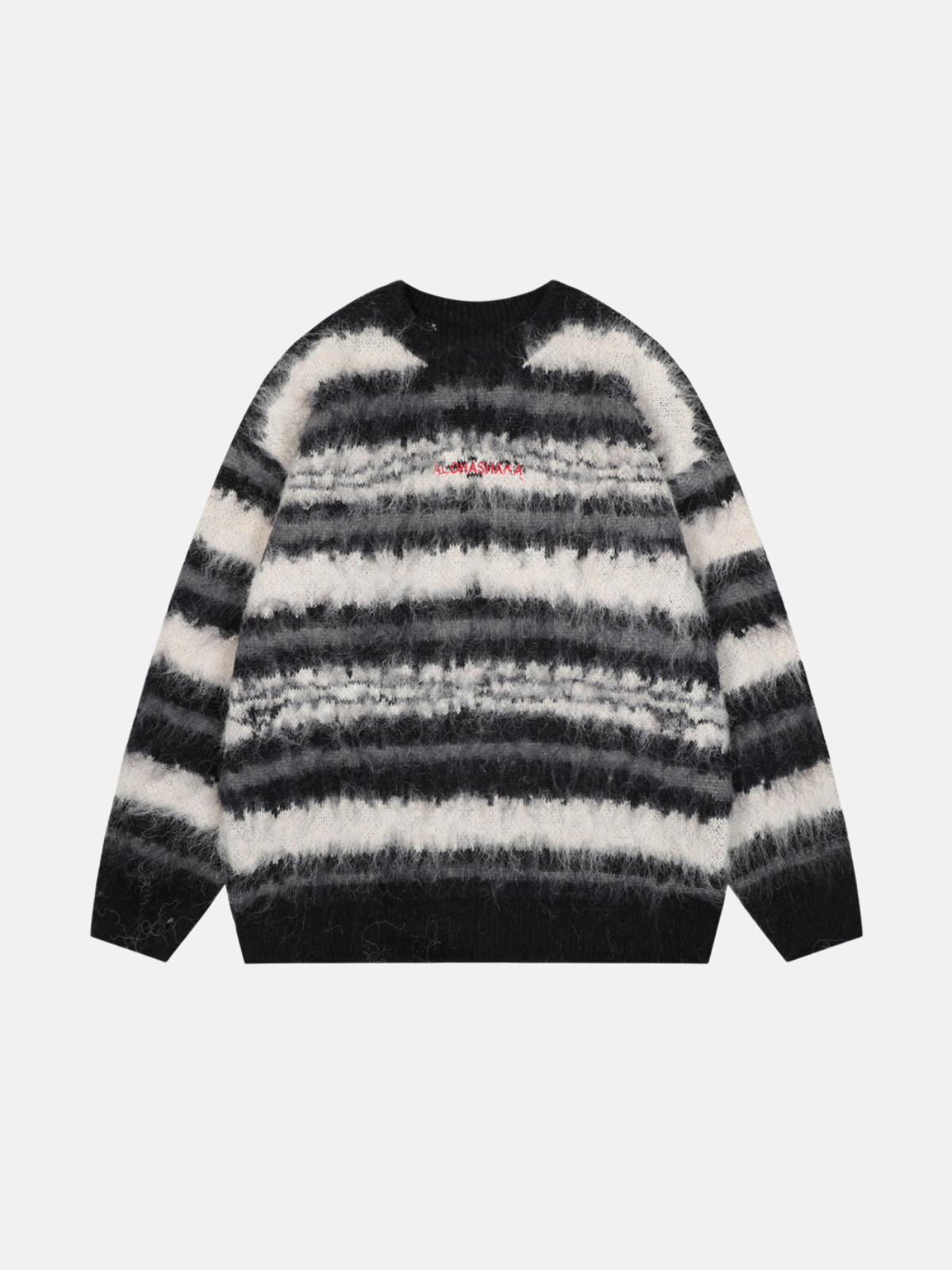 Haaura Gradient Stripe Brushed Oversized Crewneck Sweater