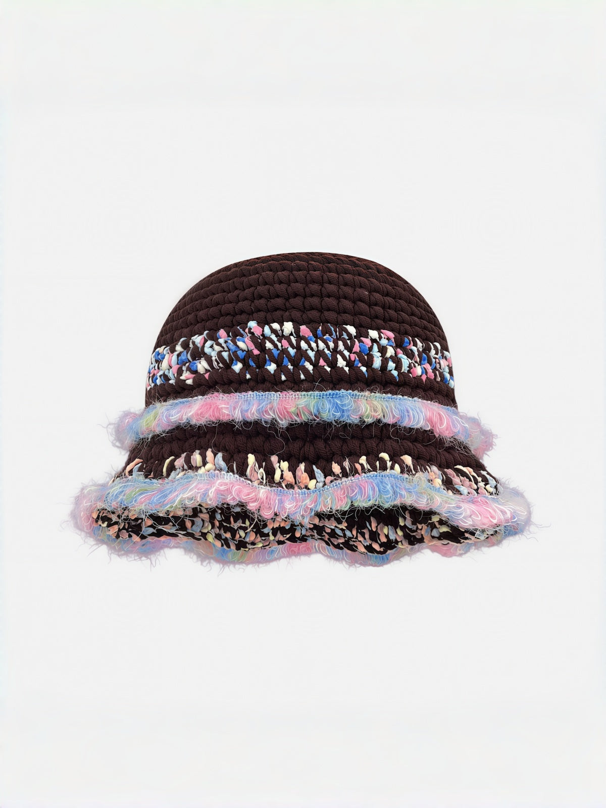 Colorful Ruffle Crochet Bucket Hat