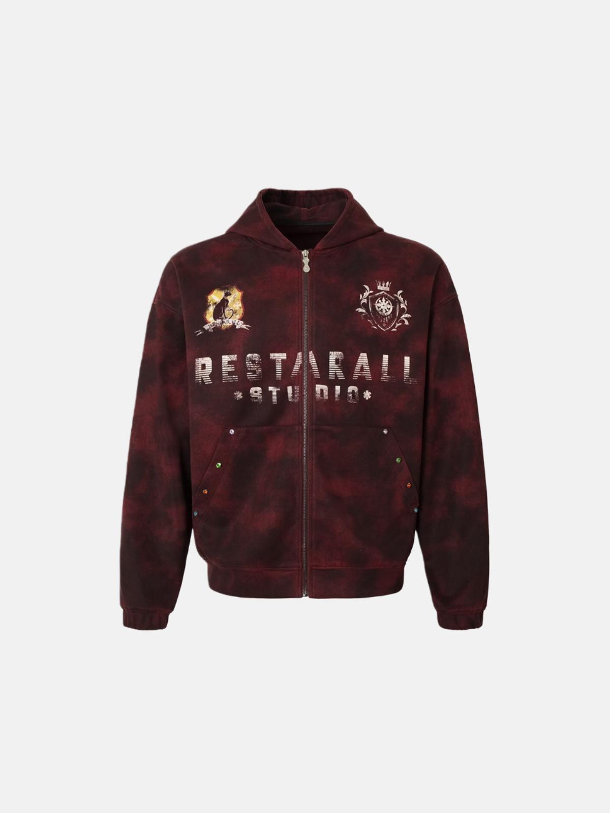 Haaura Patched & Tie-Dye Zip Hoodie