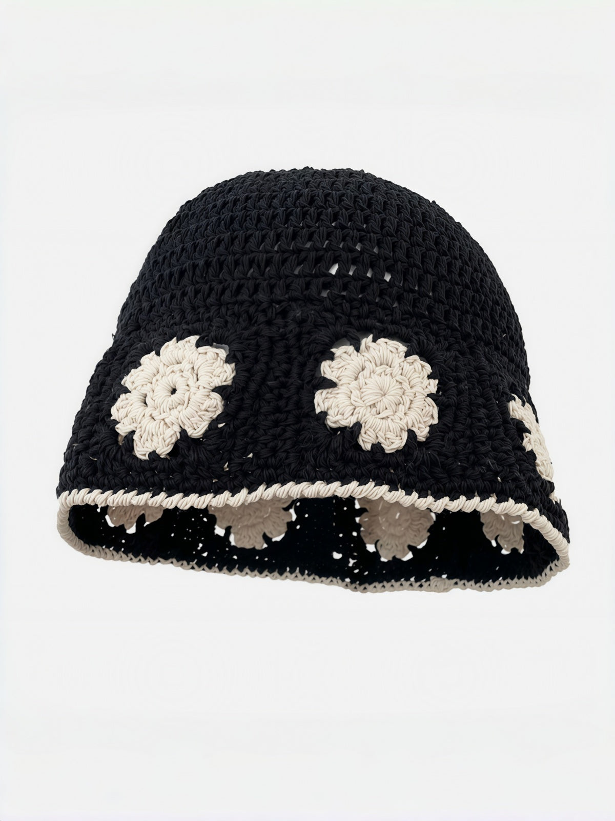 Crochet Floral Embroidery Bucket Hat