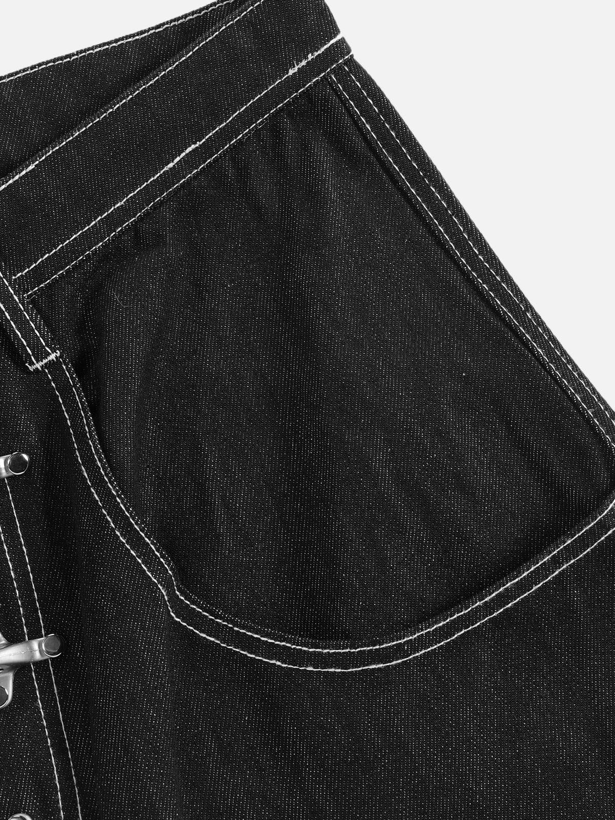 Haaura Metal Button Raw Baaggy Barrel Jeans