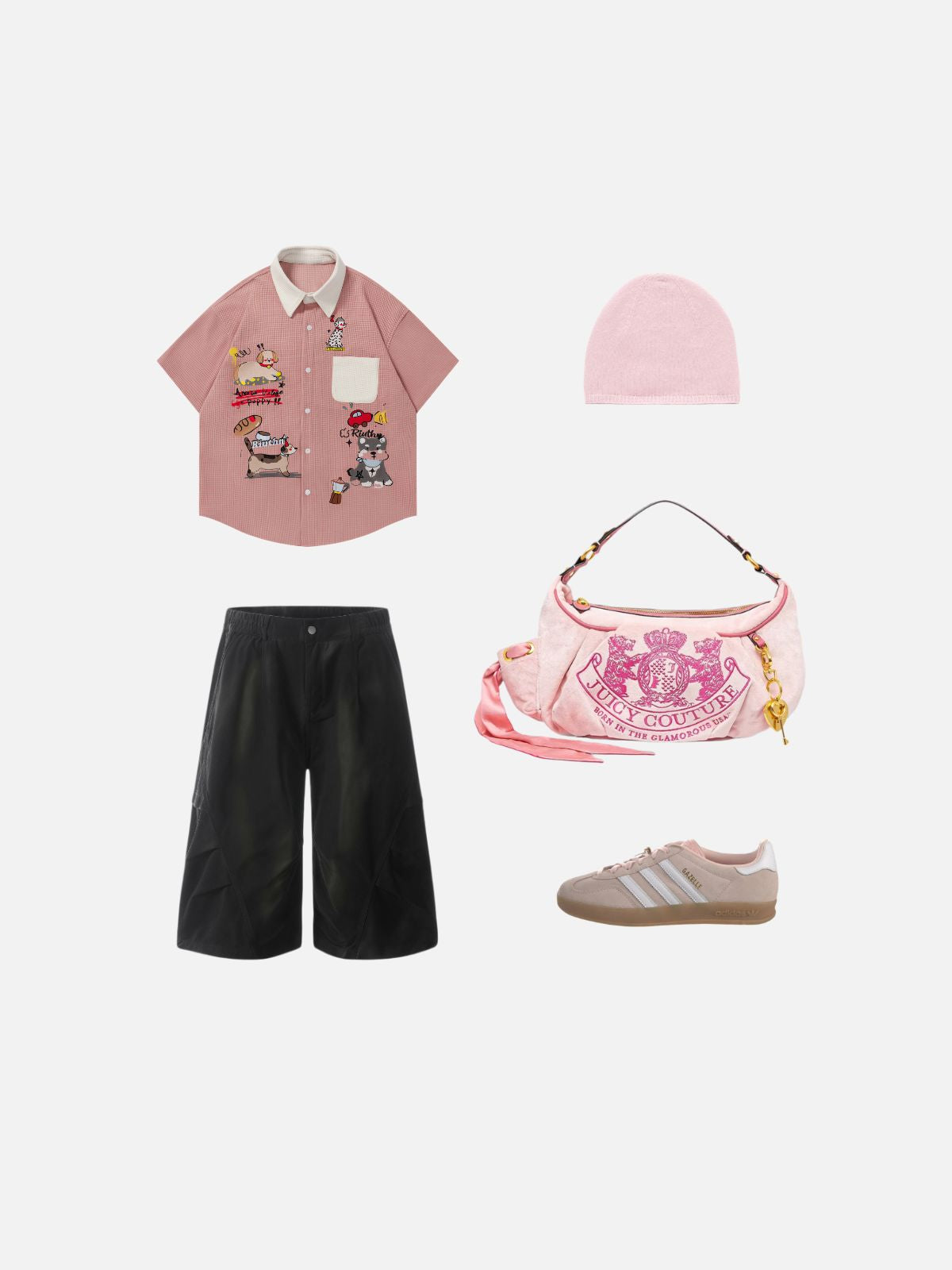 Haaura Puppy Embroidered Contrast Collar Shirt